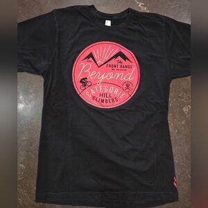 CYCLING/BIKING American Apparel Black Tee with Red Graphic TWIN Six. Made In USA